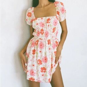 Sabo Skirt Floral Puff Sleeve Open-Back Dress